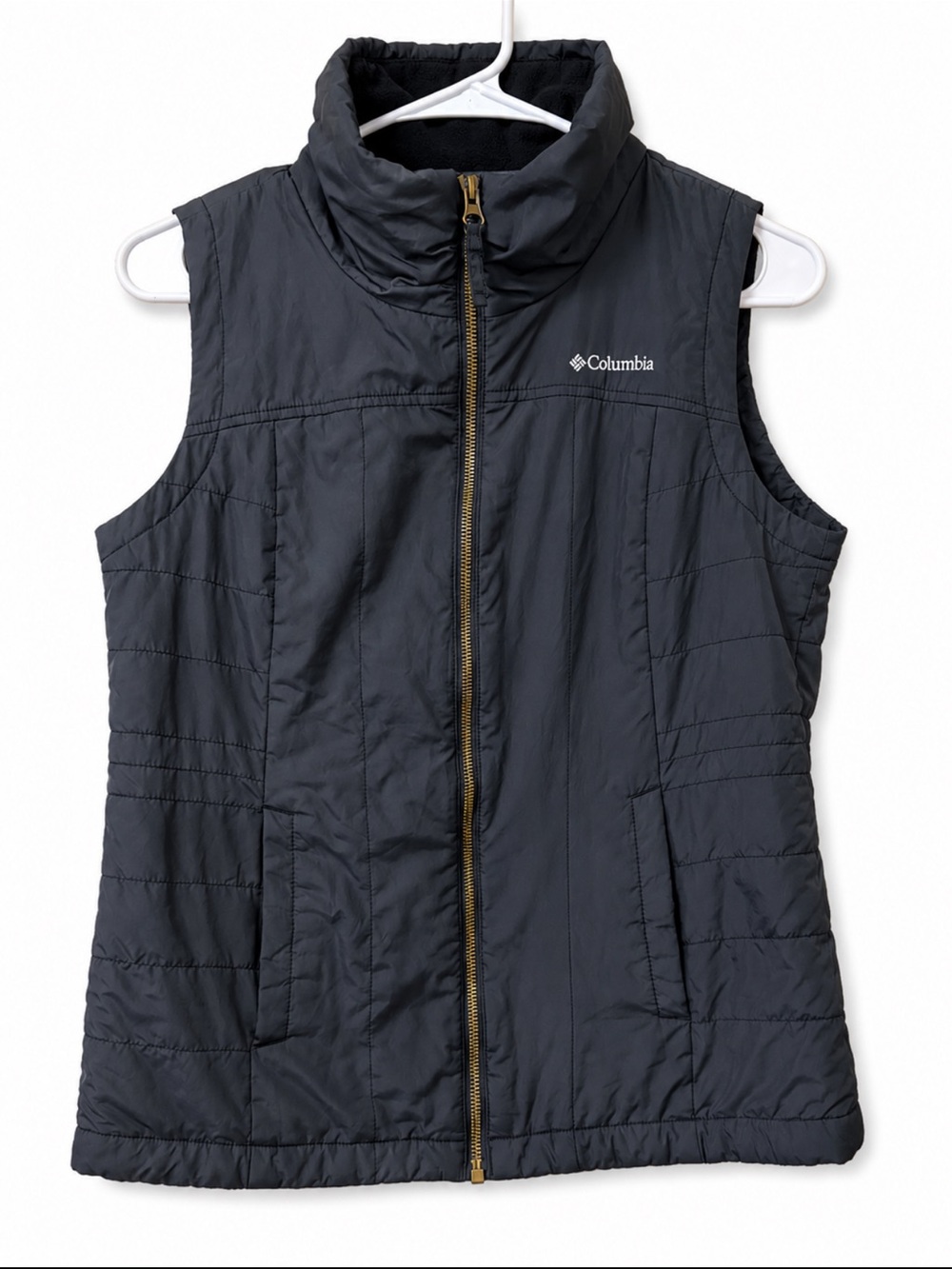 Columbia Women's Black Quilted Insulated Vest with Gold Zipper
